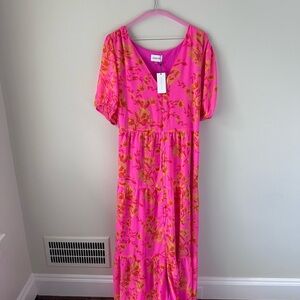 Sugarlips Pink and Orange Floral Maxi Dress